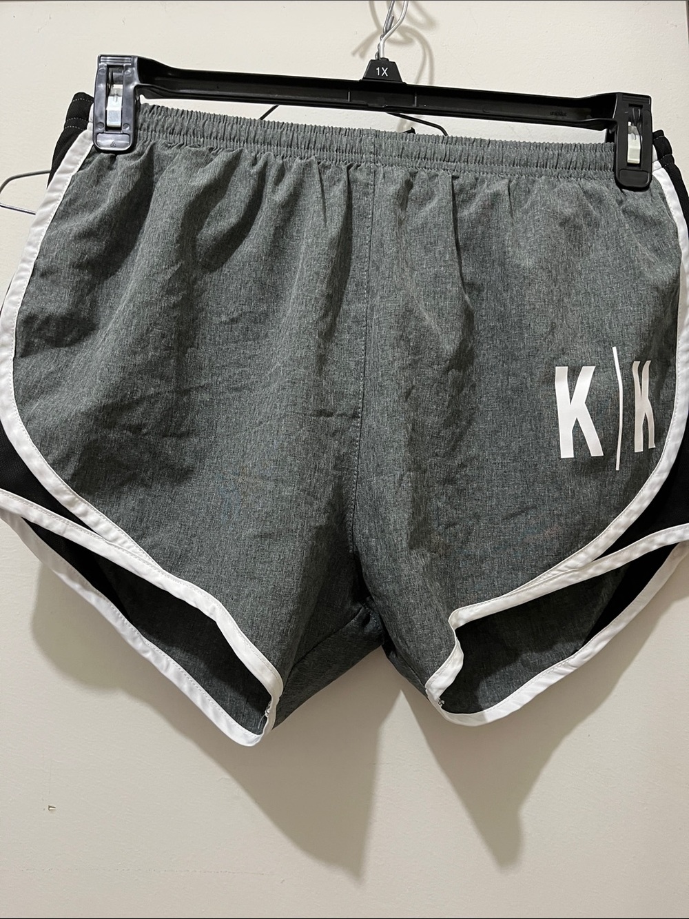 Gray Athletic Running Shorts with White Trim